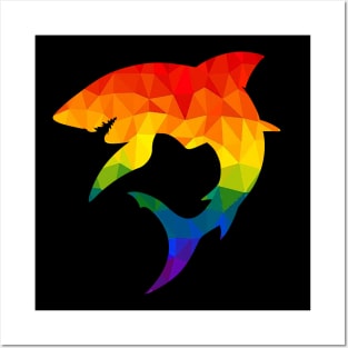 Shark Rainbow Posters and Art